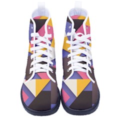 Retro Colorful Background, Geometric Abstraction Women s High-top Canvas Sneakers by nateshop