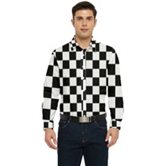 Black White Checker Pattern Checkerboard Men s Long Sleeve  Shirt by Grandong