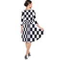 Black White Checker Pattern Checkerboard Quarter Sleeve Waist Band Dress View2