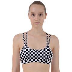 Black White Checker Pattern Checkerboard Line Them Up Sports Bra