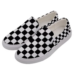 Black White Checker Pattern Checkerboard Men s Canvas Slip Ons by Grandong