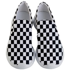 Black White Checker Pattern Checkerboard Women s Lightweight Slip Ons