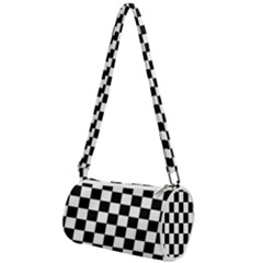 Black White Checker Pattern Checkerboard Mini Cylinder Bag by Grandong