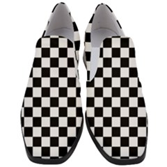 Black White Checker Pattern Checkerboard Women Slip On Heel Loafers by Grandong