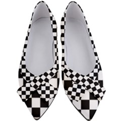 Black White Checker Pattern Checkerboard Women s Bow Heels by Grandong