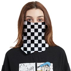 Black White Checker Pattern Checkerboard Face Covering Bandana (two Sides) by Grandong