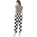 Black White Checker Pattern Checkerboard Women s Frill Top Chiffon Jumpsuit View2