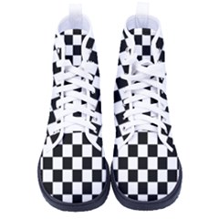 Black White Checker Pattern Checkerboard Kid s High-top Canvas Sneakers by Grandong