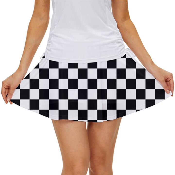 Black White Checker Pattern Checkerboard Women s Skort