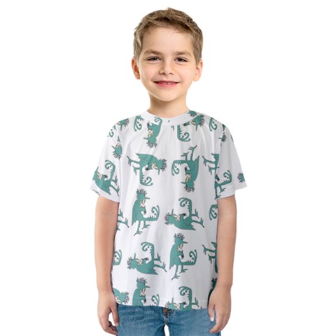 Creepy Monster Bird Drawing Motif Pattern Kids  Sport Mesh T-shirt by dflcprintsclothing