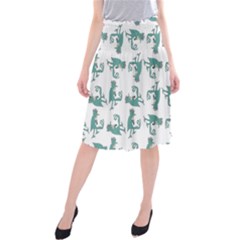 Creepy Monster Bird Drawing Motif Pattern Midi Beach Skirt by dflcprintsclothing