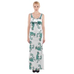 Creepy Monster Bird Drawing Motif Pattern Thigh Split Maxi Dress by dflcprintsclothing