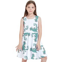 Creepy Monster Bird Drawing Motif Pattern Kids  Skater Dress by dflcprintsclothing