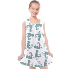 Creepy Monster Bird Drawing Motif Pattern Kids  Cross Back Dress