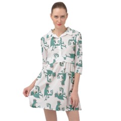 Creepy Monster Bird Drawing Motif Pattern Mini Skater Shirt Dress by dflcprintsclothing