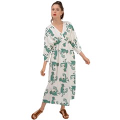 Creepy Monster Bird Drawing Motif Pattern Grecian Style  Maxi Dress by dflcprintsclothing