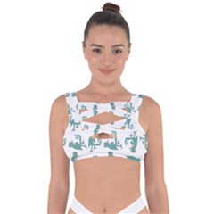 Creepy Monster Bird Drawing Motif Pattern Bandaged Up Bikini Top