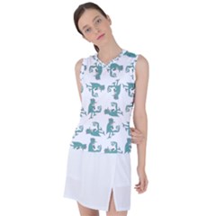 Creepy Monster Bird Drawing Motif Pattern Women s Sleeveless Sports Top by dflcprintsclothing