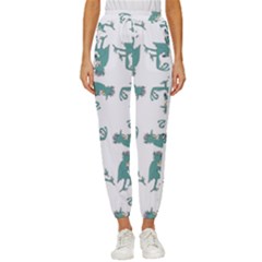 Creepy Monster Bird Drawing Motif Pattern Women s Cropped Drawstring Pants by dflcprintsclothing