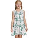 Creepy Monster Bird Drawing Motif Pattern Kids  Sleeveless Tiered Mini Dress View1