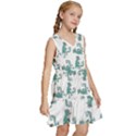 Creepy Monster Bird Drawing Motif Pattern Kids  Sleeveless Tiered Mini Dress View3