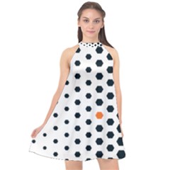 Honeycomb Hexagon Pattern Abstract Halter Neckline Chiffon Dress  by Grandong