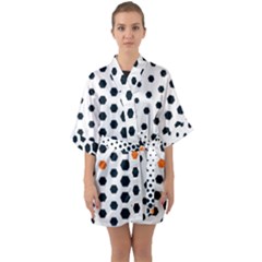 Honeycomb Hexagon Pattern Abstract Half Sleeve Satin Kimono  by Grandong