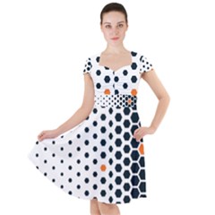 Honeycomb Hexagon Pattern Abstract Cap Sleeve Midi Dress by Grandong