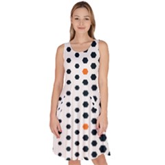 Honeycomb Hexagon Pattern Abstract Knee Length Skater Dress With Pockets