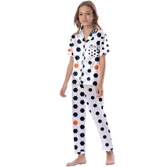 Honeycomb Hexagon Pattern Abstract Kids  Satin Short Sleeve Pajamas Set