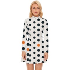 Honeycomb Hexagon Pattern Abstract Long Sleeve Velour Longline Dress