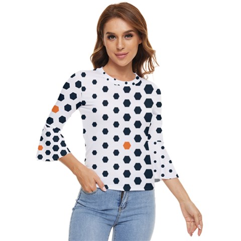 Honeycomb Hexagon Pattern Abstract Bell Sleeve Top by Grandong