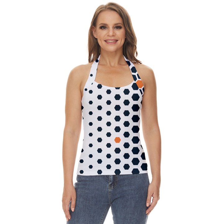 Honeycomb Hexagon Pattern Abstract Basic Halter Top