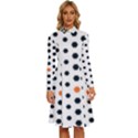 Honeycomb Hexagon Pattern Abstract Long Sleeve Shirt Collar A-Line Dress View1