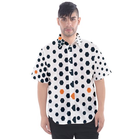 Honeycomb Hexagon Pattern Abstract Men s Short Sleeve Shirt by Grandong