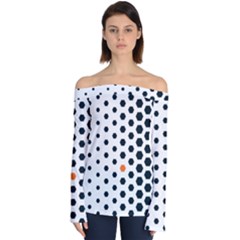 Honeycomb Hexagon Pattern Abstract Off Shoulder Long Sleeve Top