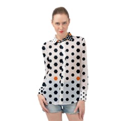 Honeycomb Hexagon Pattern Abstract Long Sleeve Chiffon Shirt