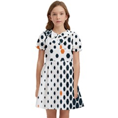 Honeycomb Hexagon Pattern Abstract Kids  Bow Tie Puff Sleeve Dress by Grandong