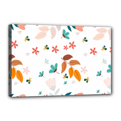 Flowers Leaves Background Floral Canvas 18  X 12  (stretched) by Grandong