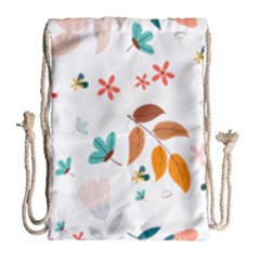 Flowers Leaves Background Floral Drawstring Bag (large) by Grandong