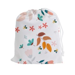 Flowers Leaves Background Floral Drawstring Pouch (2xl) by Grandong