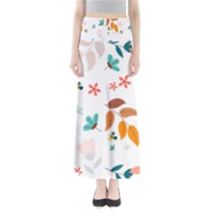 Flowers Leaves Background Floral Full Length Maxi Skirt by Grandong