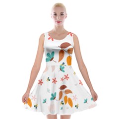 Flowers Leaves Background Floral Velvet Skater Dress by Grandong