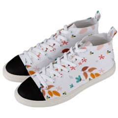 Flowers Leaves Background Floral Men s Mid-top Canvas Sneakers