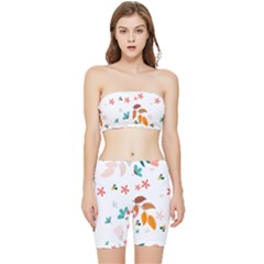 Flowers Leaves Background Floral Stretch Shorts And Tube Top Set by Grandong