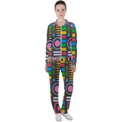 Pattern Geometric Abstract Colorful Arrows Lines Circles Triangles Casual Jacket And Pants Set by Grandong