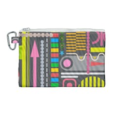 Pattern Geometric Abstract Colorful Arrows Lines Circles Triangles Canvas Cosmetic Bag (large) by Grandong