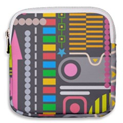 Pattern Geometric Abstract Colorful Arrows Lines Circles Triangles Mini Square Pouch by Grandong