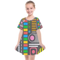 Pattern Geometric Abstract Colorful Arrows Lines Circles Triangles Kids  Smock Dress by Grandong