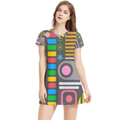 Pattern Geometric Abstract Colorful Arrows Lines Circles Triangles Women s Sports Skirt by Grandong